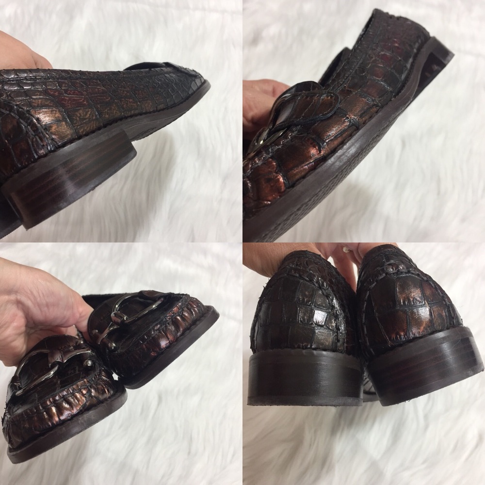 Stuart Weitzman Reptile Loafers Shoes Sz 6M Brown - Picture 8 of 8